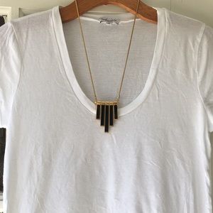 Gold statement necklace black enamel bars